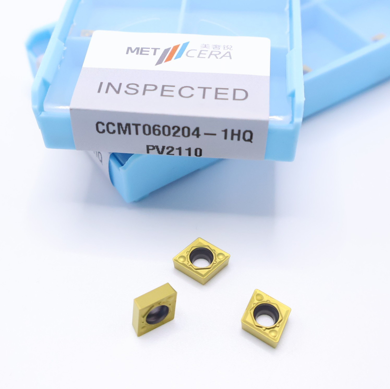 Bề mặt mịn CCMT060204-1HQ PV2110 Chèn xoay Cermet với độ cứng HRA92.5 và lớp phủ PVD