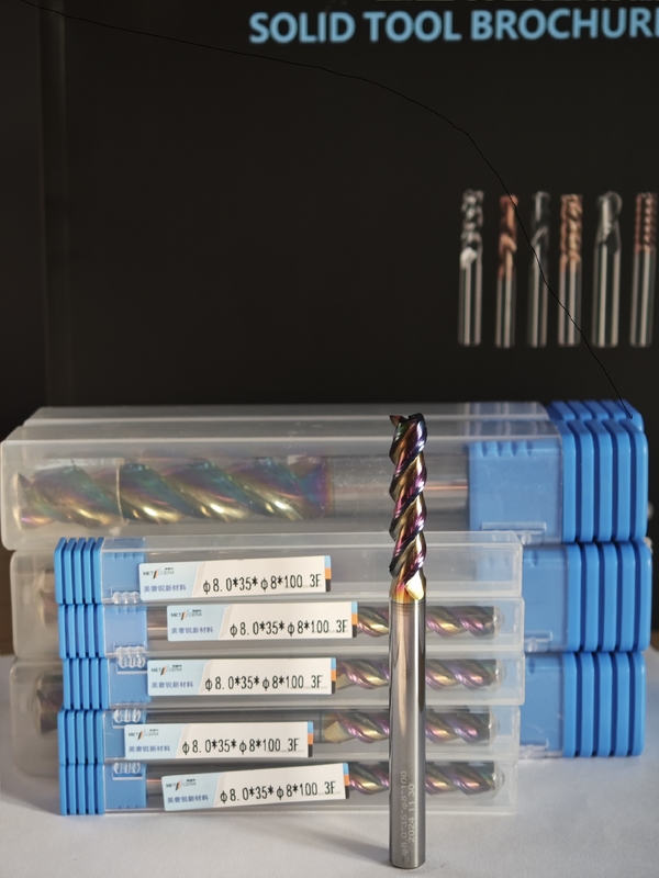 MAE PLUS Long Flute Carbide End Mill cho chế biến kim loại phi sắt 8mm Diameter HRC55-60 Độ cứng