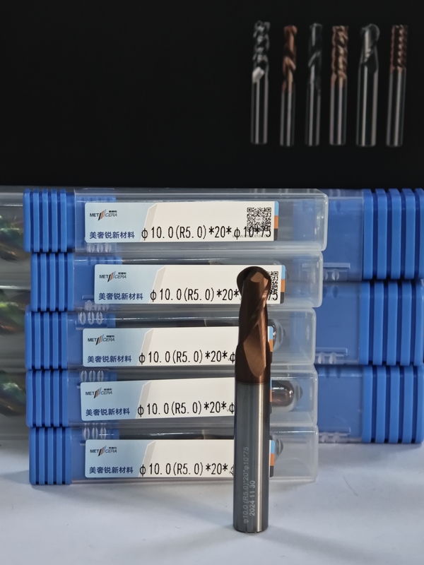 MPB2 Solid Carbide Ball Nose End Mill 2 Flute R0.5-10, 10mm, Φ10.0 ((R5.0) x20x10Dx75mm