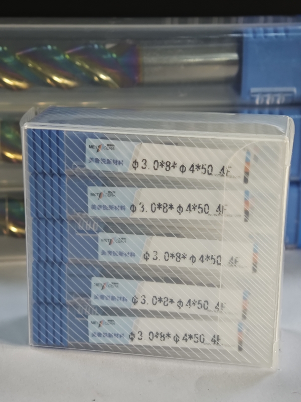 MPE4 Lớp phủ AlCr Lớp phủ HRC55-60 Máy cắt mài carbure rắn 4 Flute Flat End Mill 3mm φ3.0 x 8 x φ4 x 50mm
