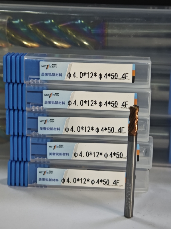 MPE4 Xử lý thô 4F Solid Carbide Flat End Milll 4mm φ4.0 x 12 x φ4 x 50mm Lớp phủ AlCr HRC55-HRC60