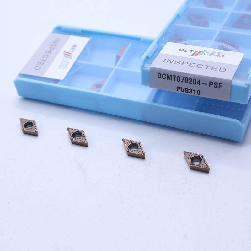 Đèn quay carbide có thể chỉ mục, Đèn quay bên trong có lớp phủ PVD, Đèn hoàn thiện DCMT070204, Màu đồng