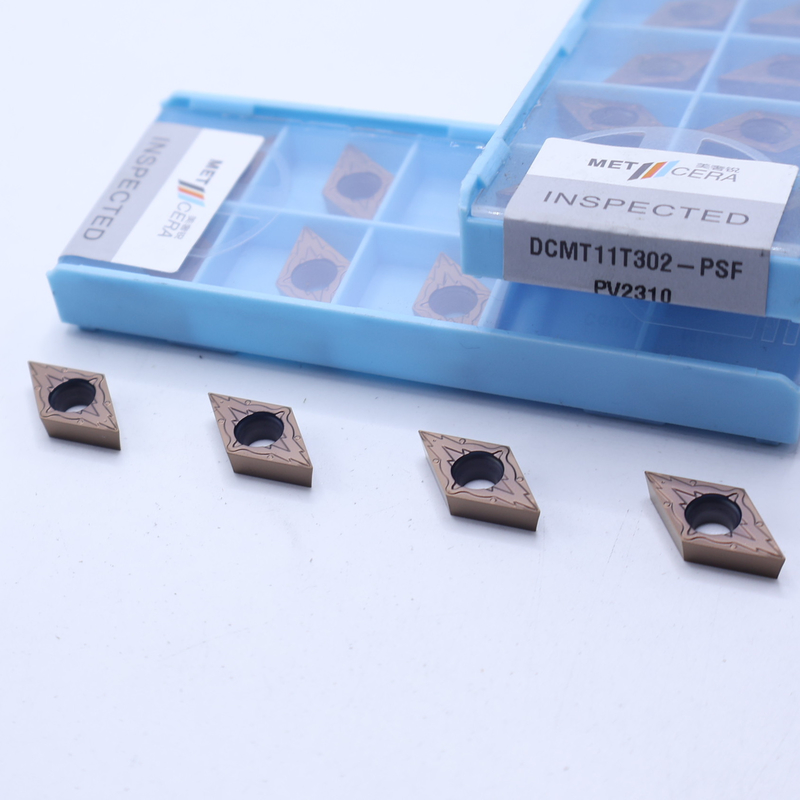 Chèn quay Cermet có thể chỉ mục, Chèn quay bên trong được phủ PVD, Chế tạo chipbreaker DCMT11T302, Màu đồng
