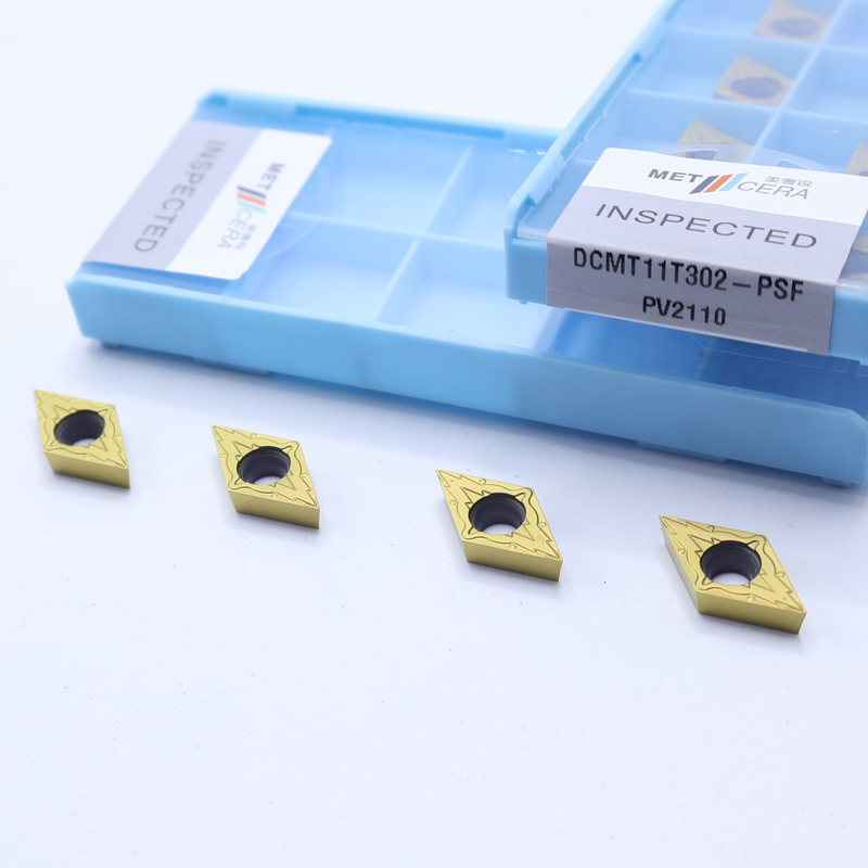 Chèn quay Cermet có thể lập chỉ số, Chèn quay bên trong có lớp phủ PVD, Máy phá vỡ chip hoàn thiện DCMT11T302, Màu vàng