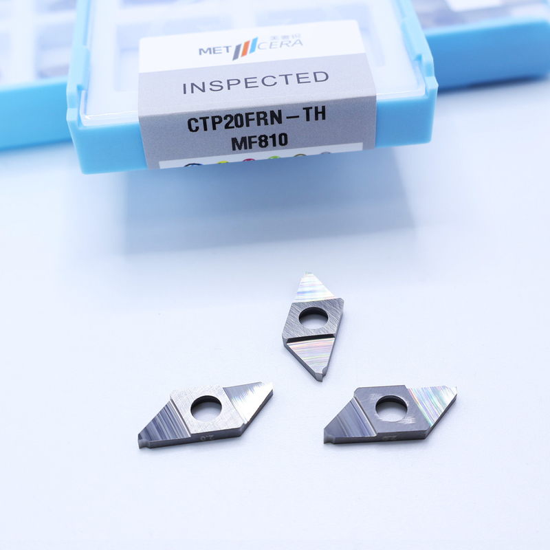 CTP20FRN-TH Không phủ Cắt bỏ các phần đính kèm có thể lập chỉ mục cho đồ thép HRA91.8 Độ cứng cắt chính xác CNC Carbide Insert