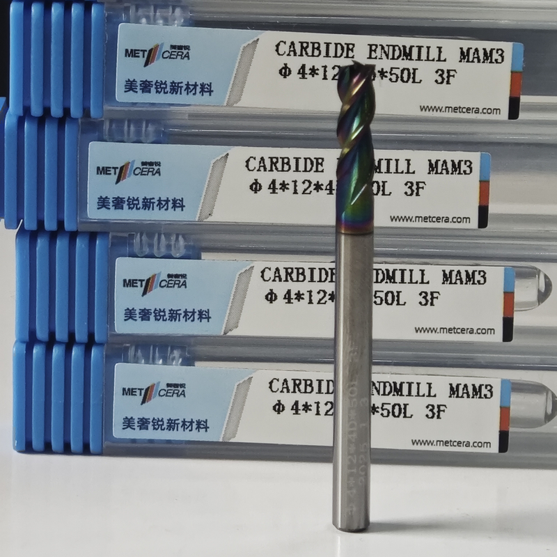 Solid Carbide MAE PLUS 3 Flutes End Mill 4mm Φ4x12x4Dx50mm để chế biến kim loại không sắt