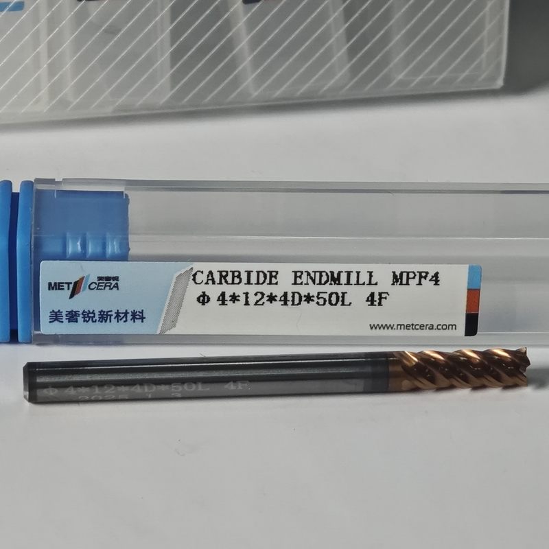 4mm MPF4 Universal 4 Flute Flat End Mill cho gia công khô ướt của thép cacbon Φ4x12x4Dx50mm