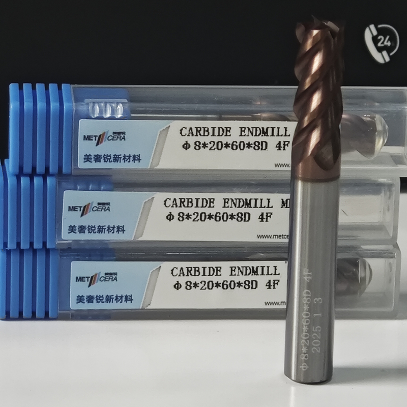 8mm Roughing Processing TiAlSi Lớp phủ HRC55-60 Khó khăn Bốn cạnh máy cắt phay phẳng cho đồ thép hợp kim thấp